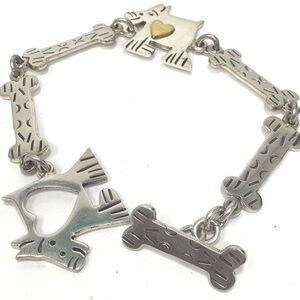 Women’s 925 Sterling Silver Dog and Bone Bracelet